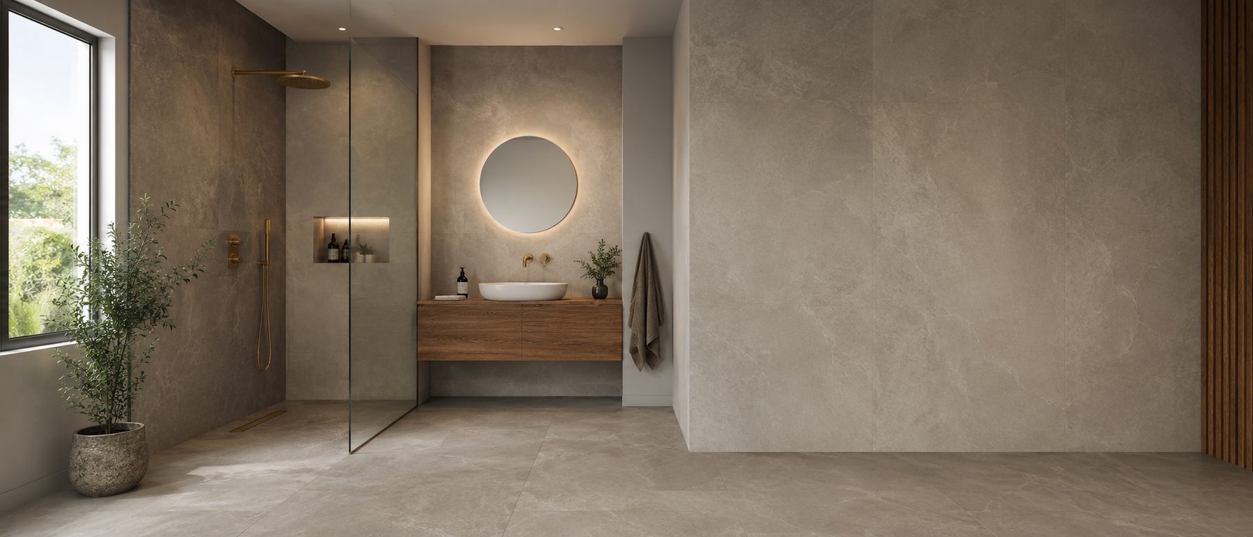Modernes Badezimmer mit Naturstein-Optik